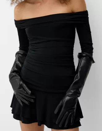 Long leather effect gloves Long leather effect gloves