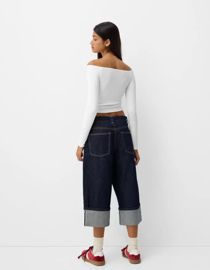 Long sleeve Bardot neckline T-shirt Long sleeve Bardot neckline T-shirt