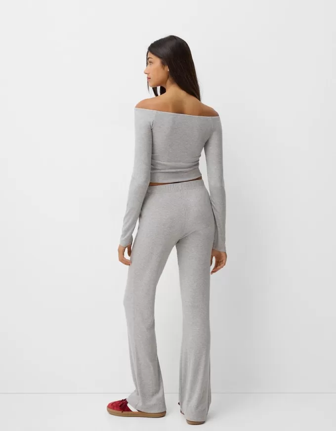 Long sleeve Bardot neckline T-shirt Long sleeve Bardot neckline T-shirt