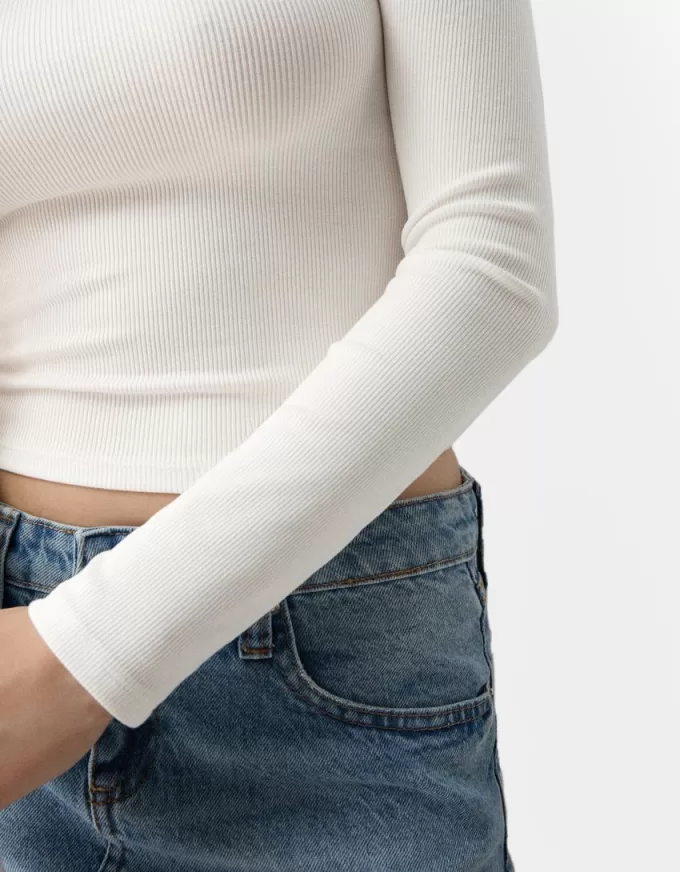 Long sleeve Bardot neckline T-shirt Long sleeve Bardot neckline T-shirt