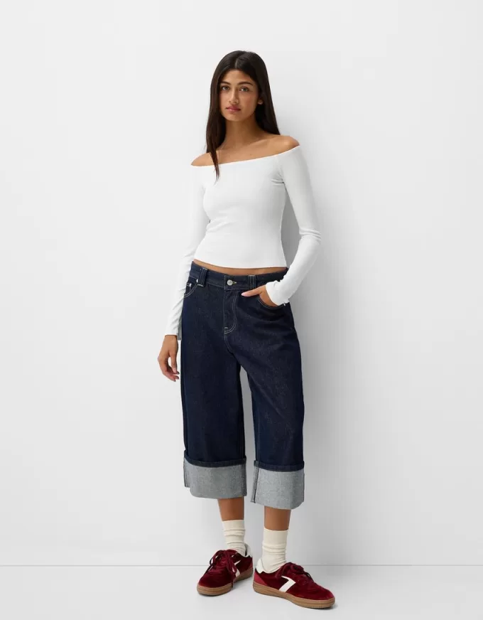 Long sleeve Bardot neckline T-shirt Long sleeve Bardot neckline T-shirt