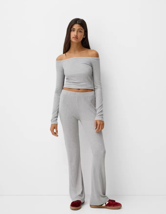 Long sleeve Bardot neckline T-shirt Long sleeve Bardot neckline T-shirt