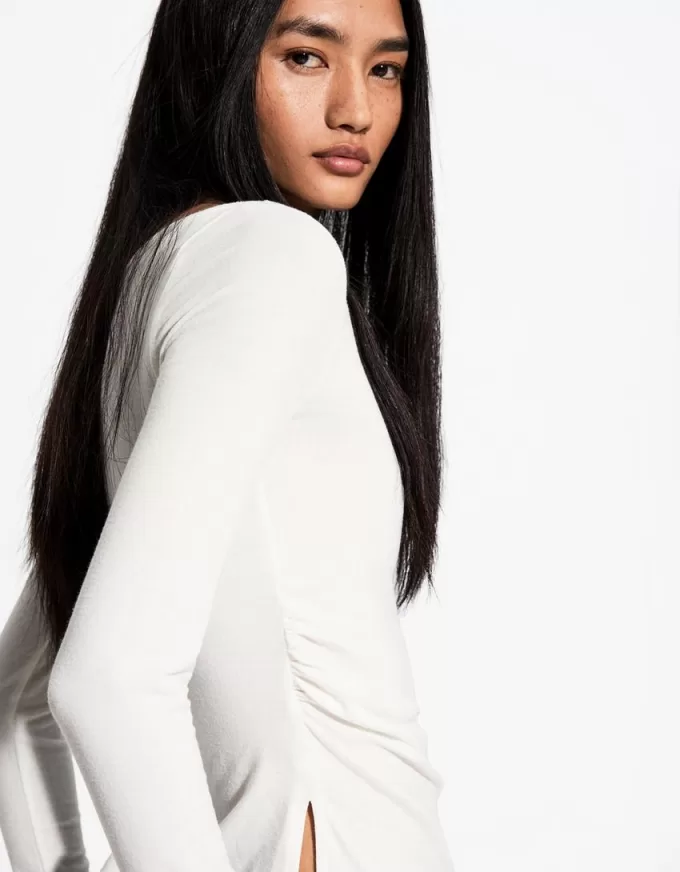 Long sleeve T-shirt with gathered detail Long sleeve T-shirt with gathered detail