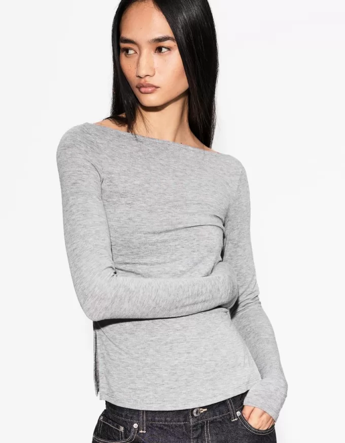 Long sleeve T-shirt with gathered detail Long sleeve T-shirt with gathered detail