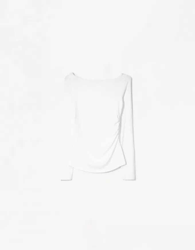 Long sleeve T-shirt with gathered detail Long sleeve T-shirt with gathered detail
