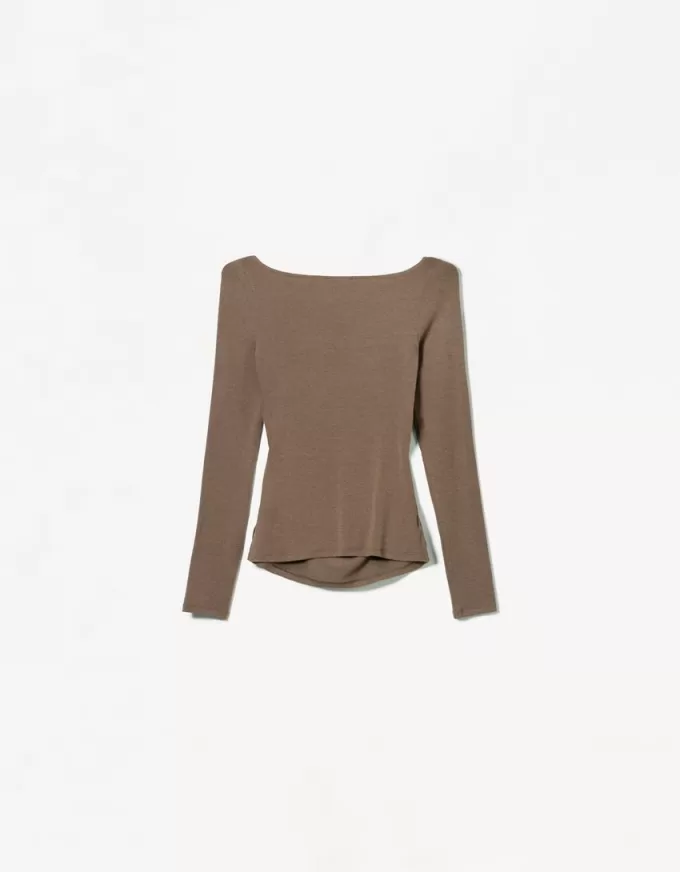 Long sleeve T-shirt with gathered detail Long sleeve T-shirt with gathered detail