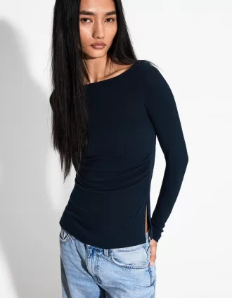 Long sleeve T-shirt with gathered detail