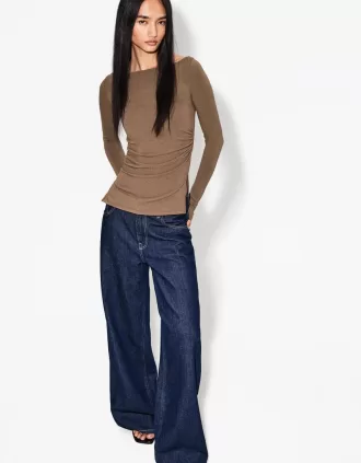 Long sleeve T-shirt with gathered detail