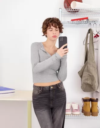 Long sleeve henley T-shirt