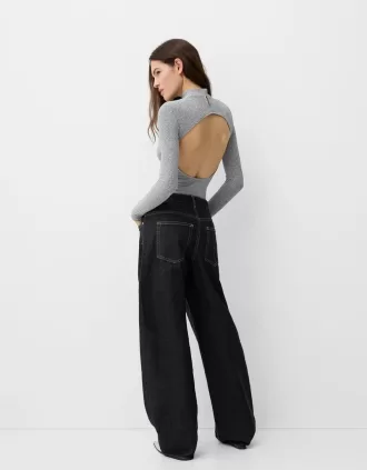 Long sleeve metallic thread bodysuit