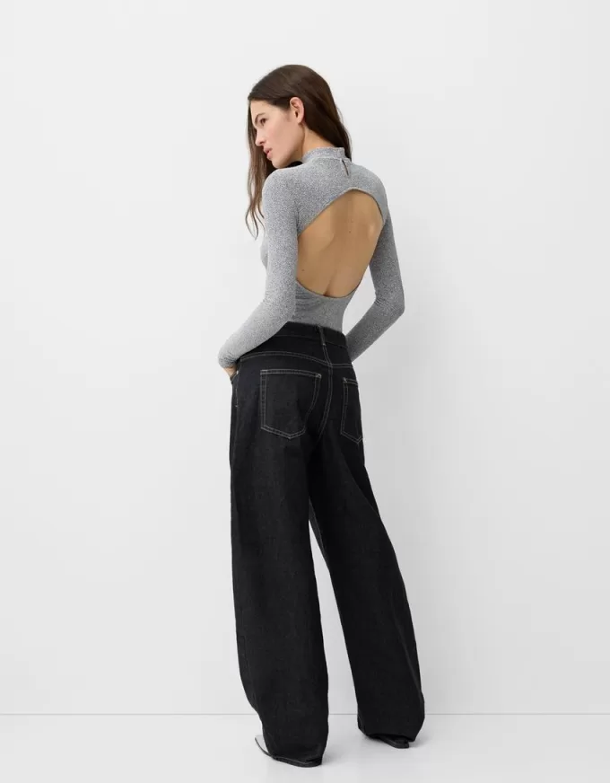 Long sleeve metallic thread bodysuit Long sleeve metallic thread bodysuit