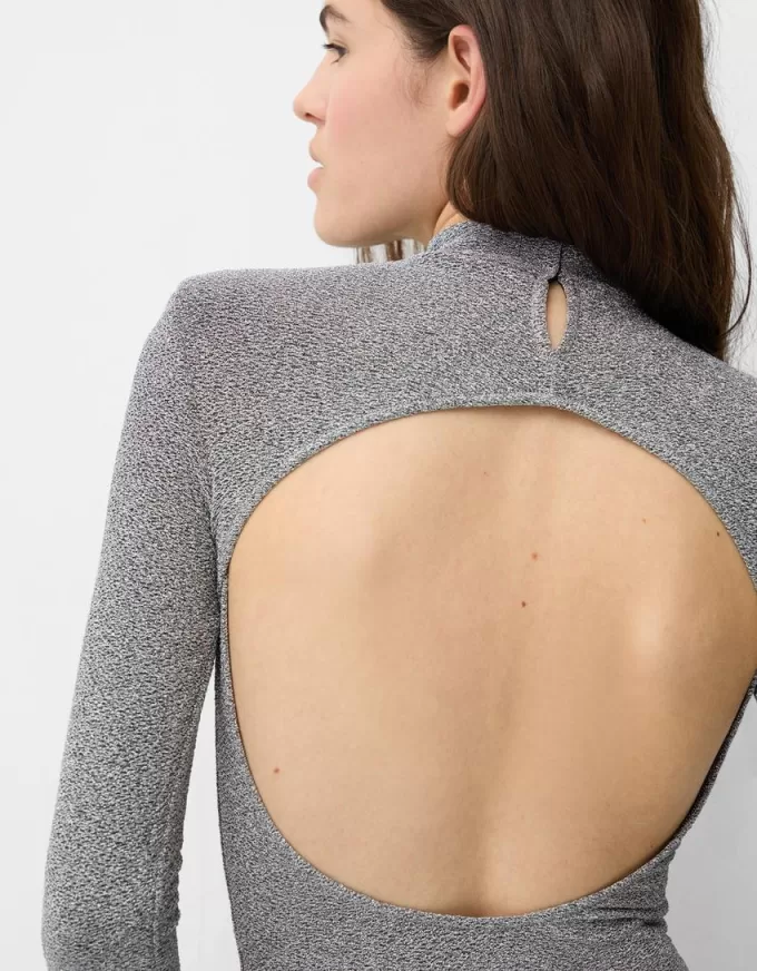 Long sleeve metallic thread bodysuit Long sleeve metallic thread bodysuit