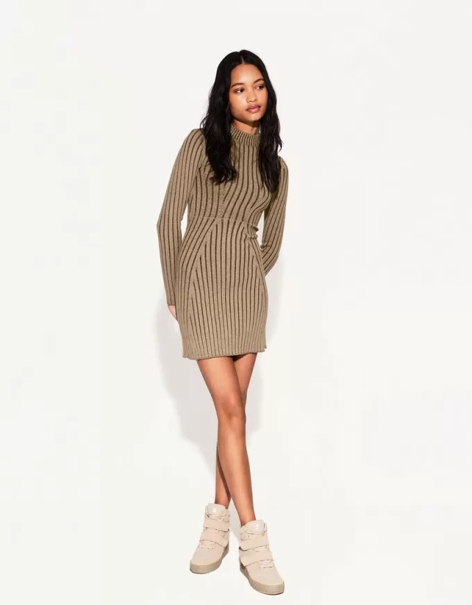 Long sleeve mini ribbed dress Long sleeve mini ribbed dress