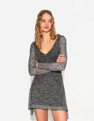 Long sleeve printed mini dress