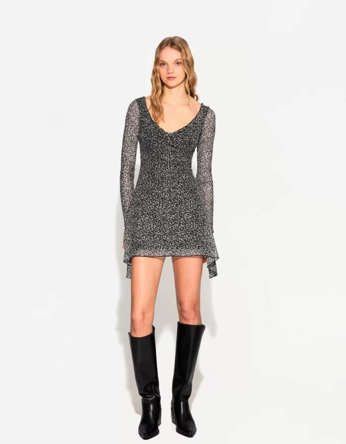 Long sleeve printed mini dress Long sleeve printed mini dress