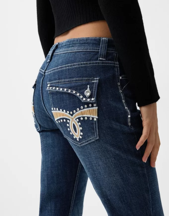 Low-rise boot-cut jeans with embroidery Low-rise boot-cut jeans with embroidery