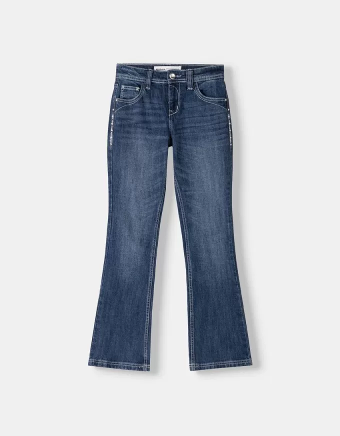 Low-rise boot-cut jeans with embroidery Low-rise boot-cut jeans with embroidery