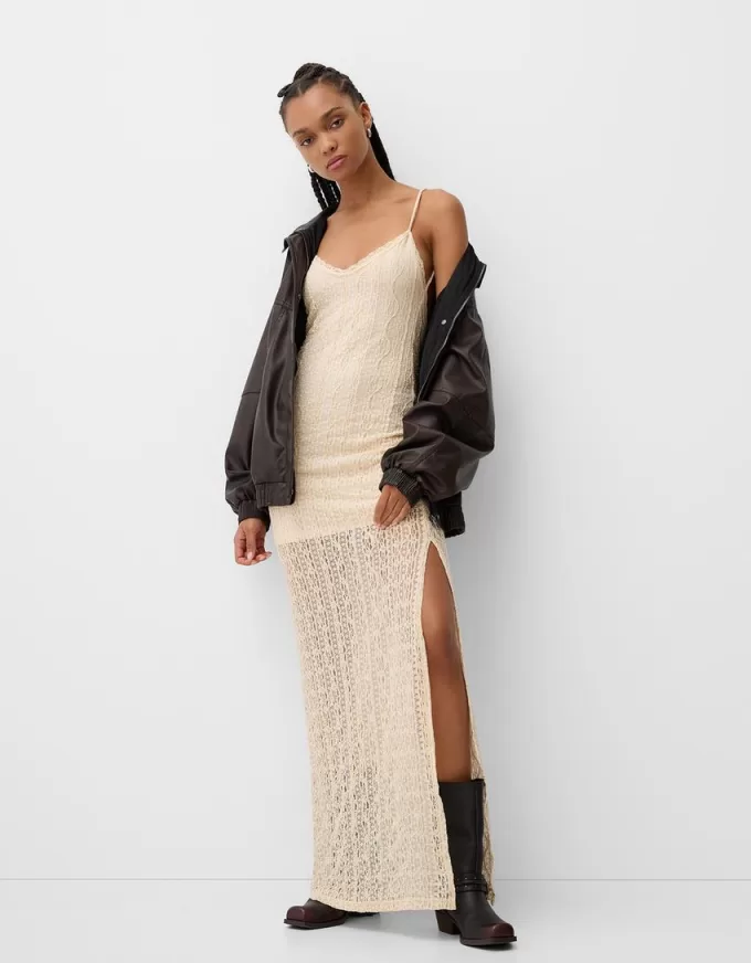 Maxi dress with blonde lace Maxi dress with blonde lace