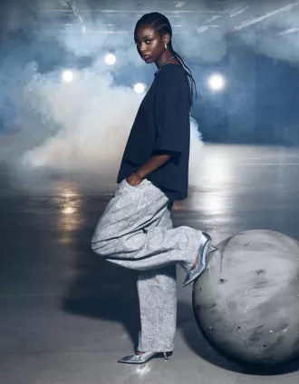 Metallic high-heel shoes