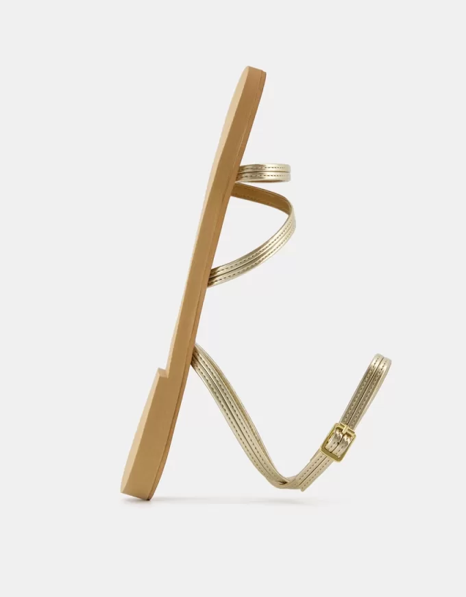 Metallic strap flat slider sandals Metallic strap flat slider sandals