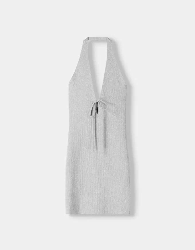 Metallic thread halter midi dress Metallic thread halter midi dress