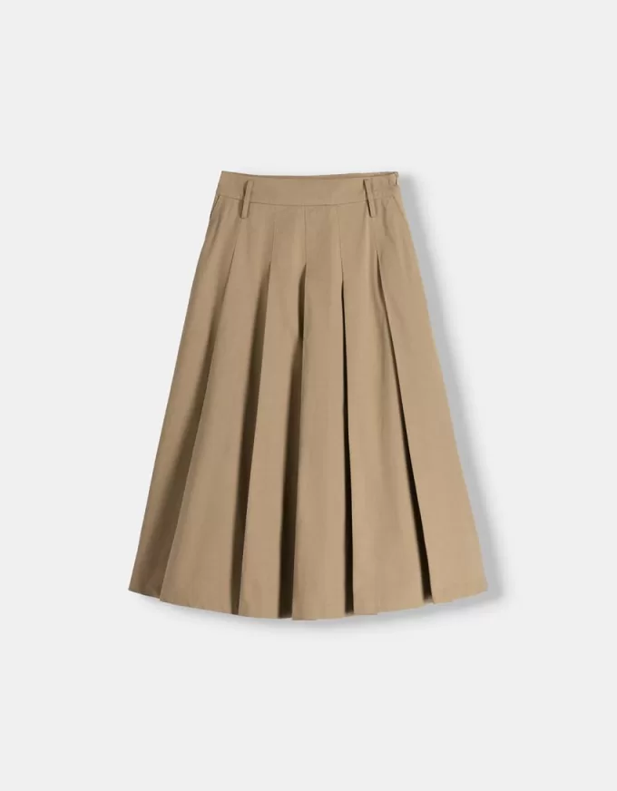 Midi skirt with box pleats and pockets Midi skirt with box pleats and pockets