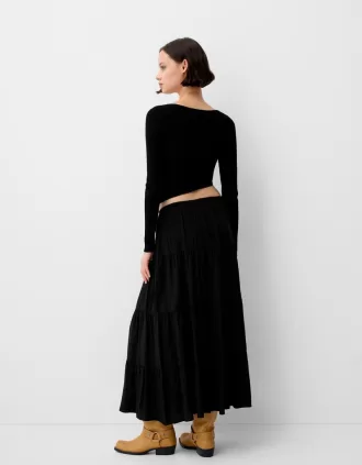 Midi skirt with elastic waist