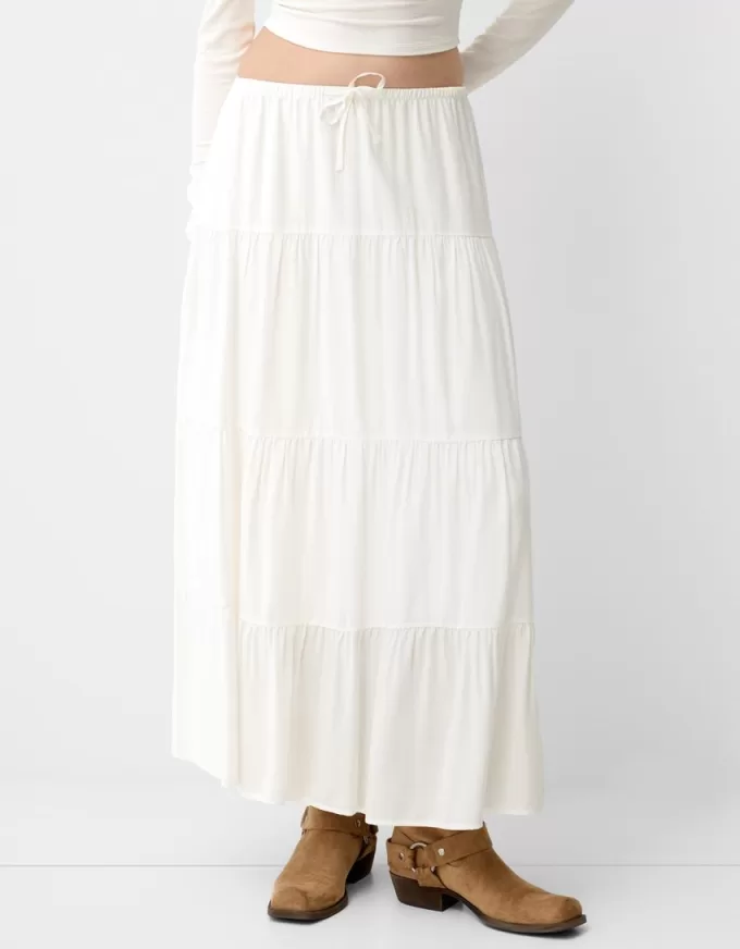 Midi skirt with elastic waist Midi skirt with elastic waist