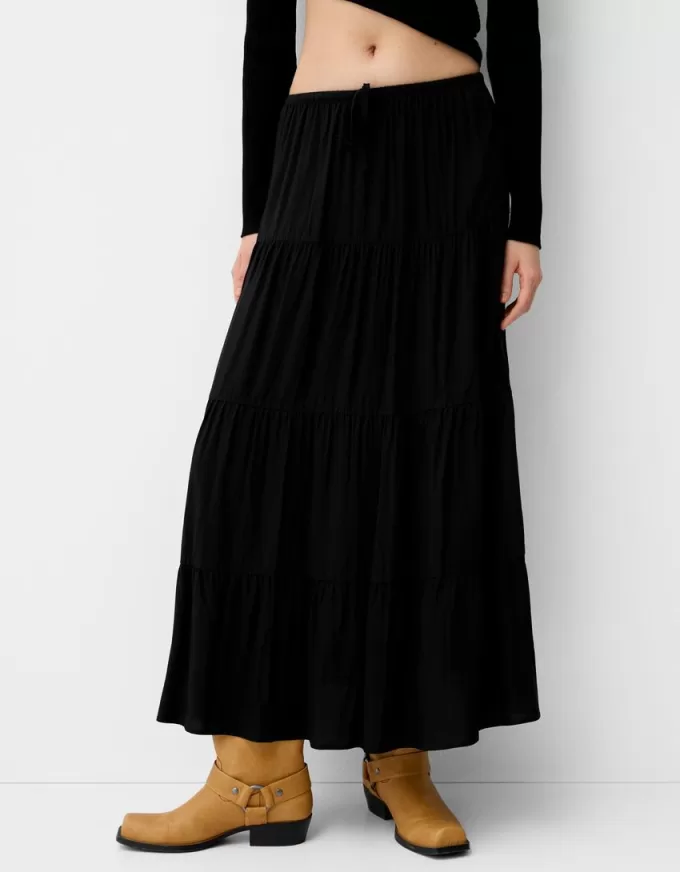 Midi skirt with elastic waist Midi skirt with elastic waist