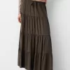 Midi skirt with elastic waist Midi skirt with elastic waist