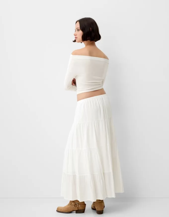 Midi skirt with elastic waist Midi skirt with elastic waist
