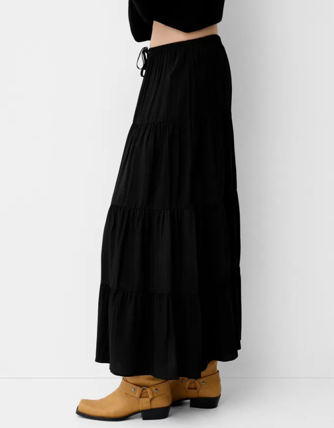 Midi skirt with elastic waist Midi skirt with elastic waist