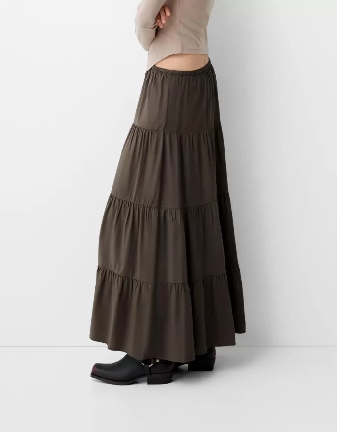 Midi skirt with elastic waist Midi skirt with elastic waist