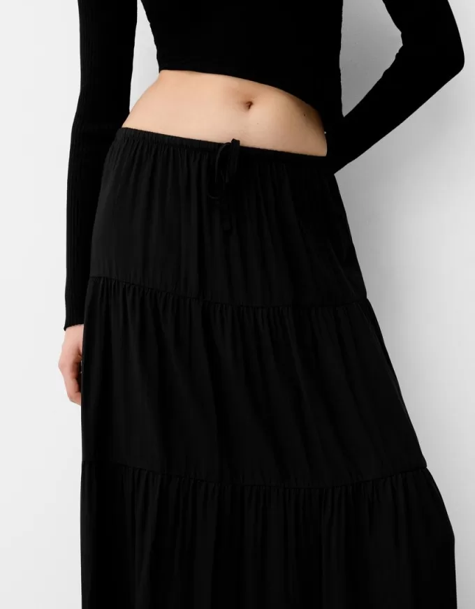 Midi skirt with elastic waist Midi skirt with elastic waist