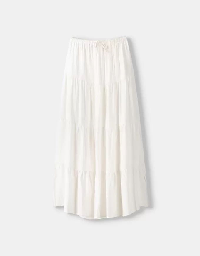 Midi skirt with elastic waist Midi skirt with elastic waist