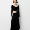 Midi skirt with elastic waist Midi skirt with elastic waist