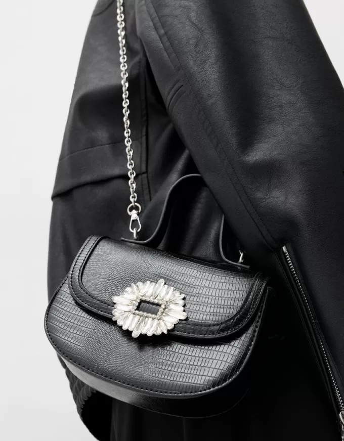 Minaudière with rhinestone clasp