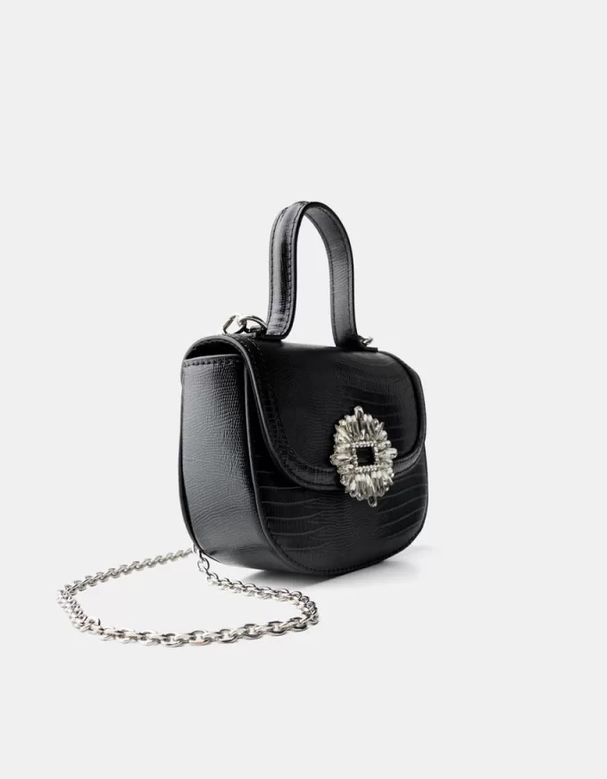 Minaudière with rhinestone clasp