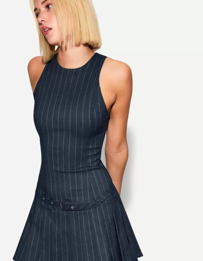 Mini dress with tie belt