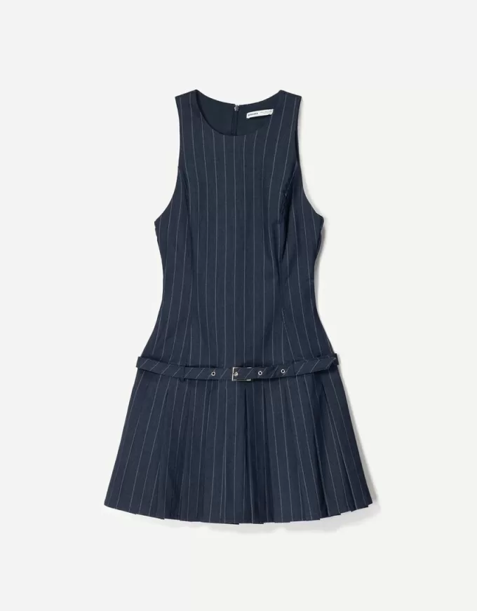 Mini dress with tie belt