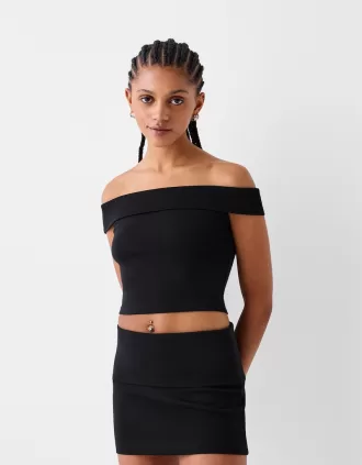 Mini fold-over-waist skirt