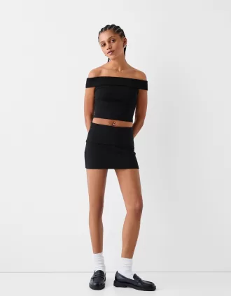 Mini fold-over-waist skirt