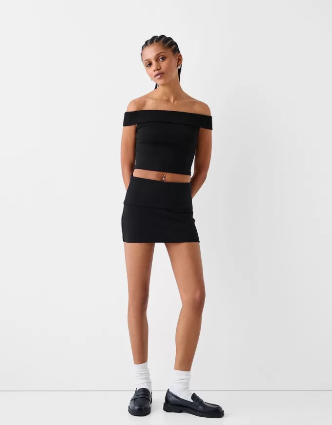 Mini fold-over-waist skirt Mini fold-over-waist skirt