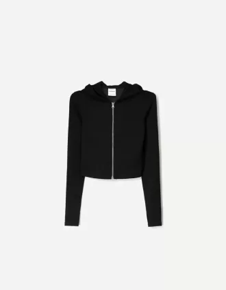 Modal zip-up hooded sweatshirt