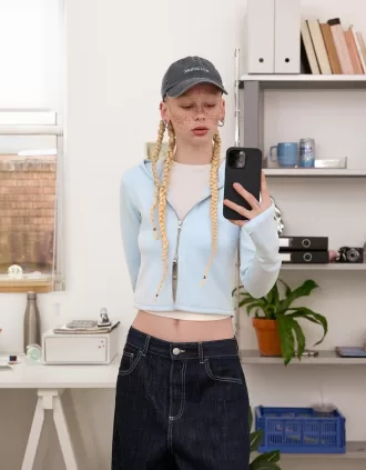 Modal zip-up hooded sweatshirt