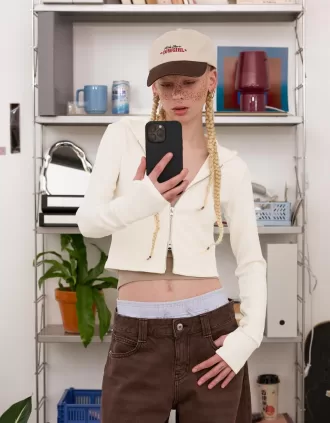 Modal zip-up hooded sweatshirt