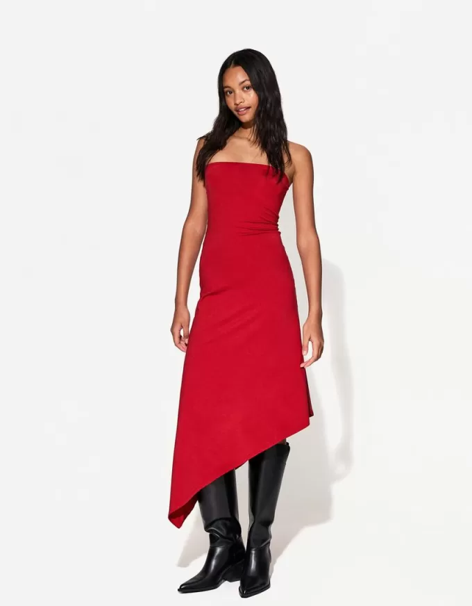Off-the-shoulder asymmetric midi dress Off-the-shoulder asymmetric midi dress