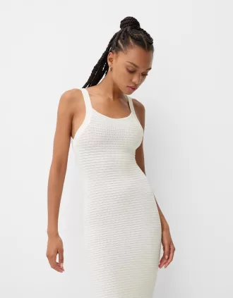 Open-knit midi dress with straps