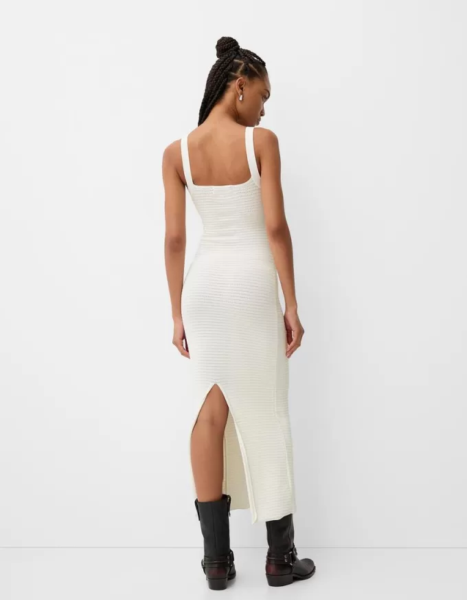 Open-knit midi dress with straps Open-knit midi dress with straps