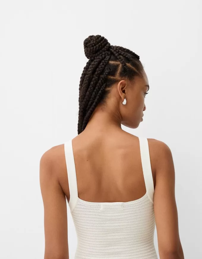 Open-knit midi dress with straps Open-knit midi dress with straps